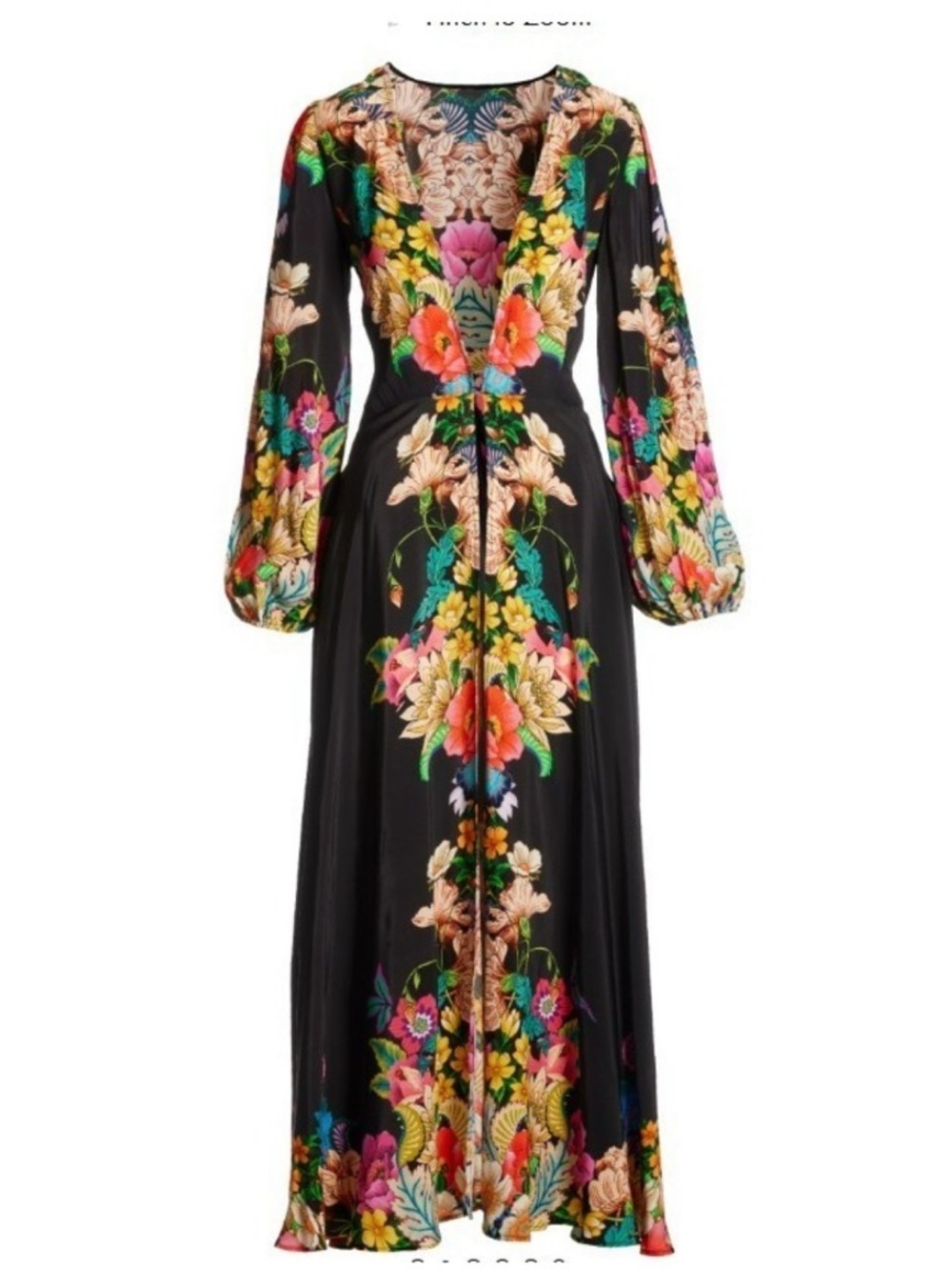 Boston Proper Black Floral V-Neck Maxi Duster